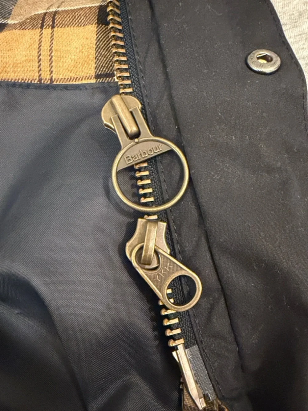 Barbour Navy Waxed Cotton Field Jacket with Cord Collar - Picture 4 of 10